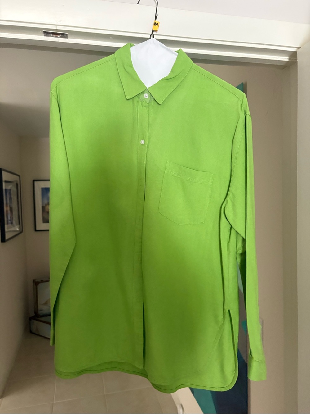 Gap Women’s Classic Green Long-Sleeve Button-Up linen Shirt